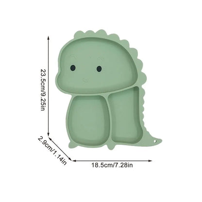 Complete BPA-free dinosaur silicone feeding set for toddlers, ensuring stable and fun mealtime experiences