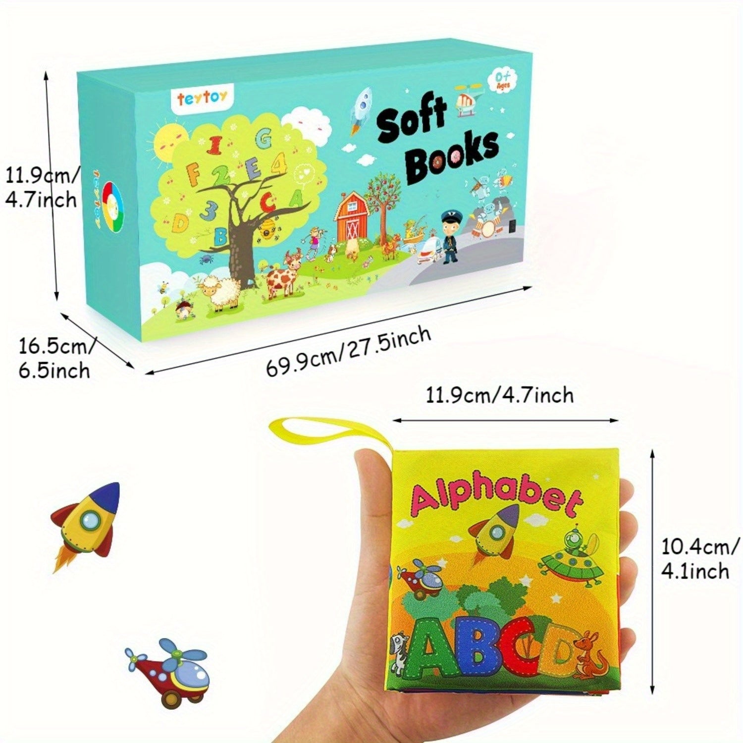 Washable cloth book featuring bright illustrations, ideal for infant sensory development