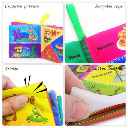 Stack of 8 vibrant fabric baby books, durable and safe educational toys for toddlers
