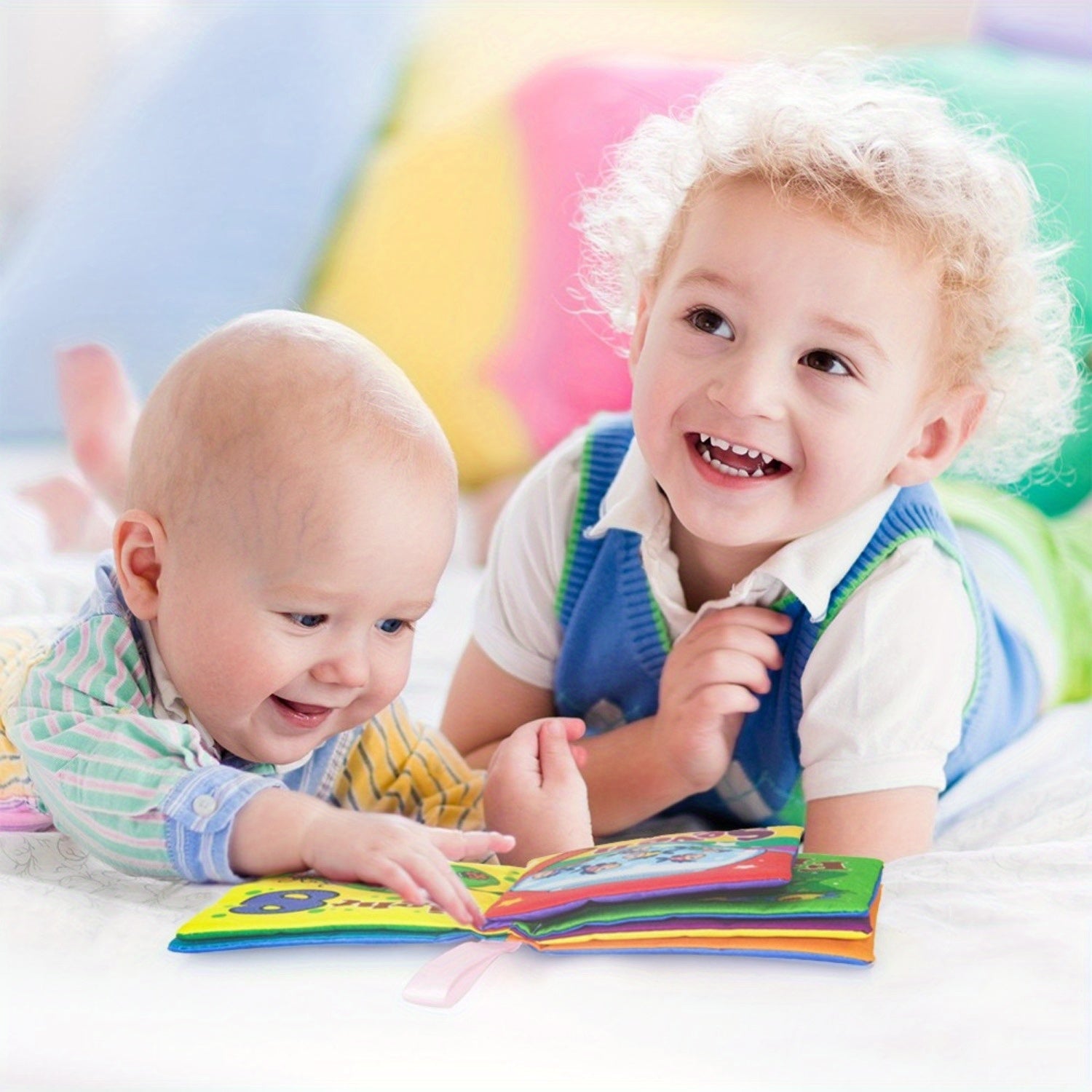 Gift-ready pack of 8 baby cloth books, perfect for infant development and washable fun