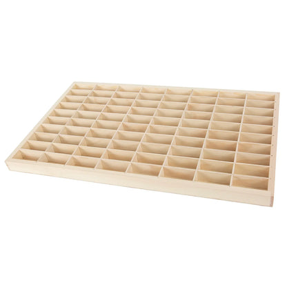 Wall-mounted wooden display case with 80 grids, ideal for showcasing classic 1:64 toy cars