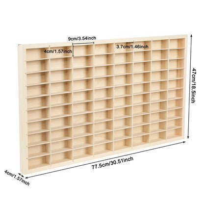 Detail of 80-grid wood display shelf, a great gift for diecast 1:64 car collectors, toy organizer