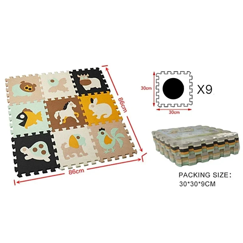 Brightly colored Cartoon Animal EVA Foam Play Mat creating a stimulating play environment for kids
