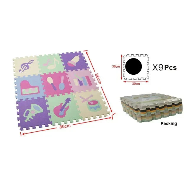 Detailed shot of giraffe character on Cartoon Animal EVA Foam Play Mat, soft puzzle for toddlers