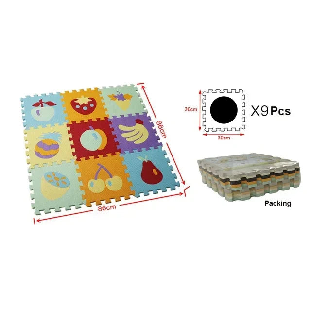 Assembled Cartoon Animal EVA Foam Play Mat in a nursery, decorative and functional baby flooring
