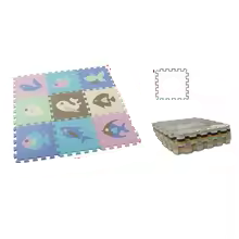 Soft EVA Foam Play Mat with cartoon animal cutouts, perfect for sensory development in babies