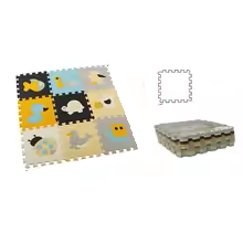 Children's playroom featuring a large, colorful Cartoon Animal EVA Foam Puzzle Mat as flooring