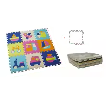 The full 9-piece Cartoon Animal EVA Foam Play Mat laid out, showcasing its vibrant design