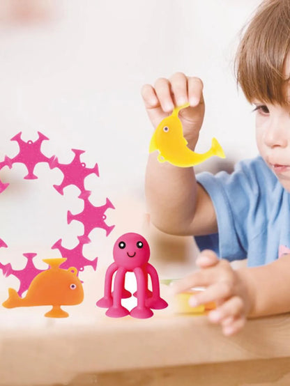 Vibrant 9-piece ocean animal bath toys set, a perfect gift for baby & toddler bath time and sensory water play.