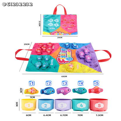 Toddler Montessori Cloth Fishing Game with Stacking Cups