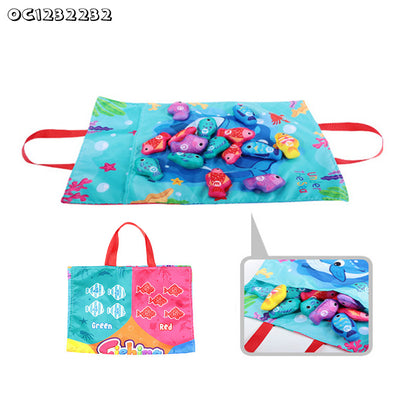 Toddler Montessori Cloth Fishing Game with Stacking Cups