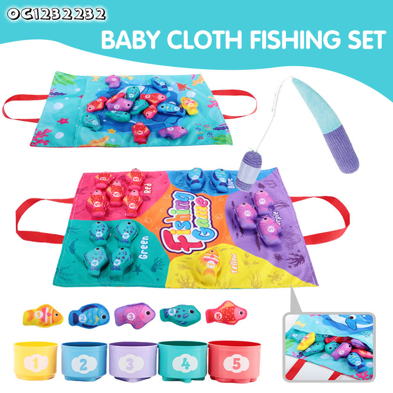 Toddler Montessori Cloth Fishing Game with Stacking Cups