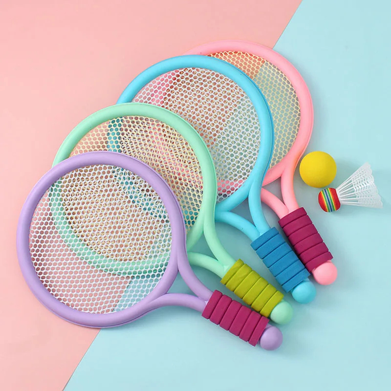 Active kids outdoor racket play set with two junior rackets & shuttlecock for badminton fun