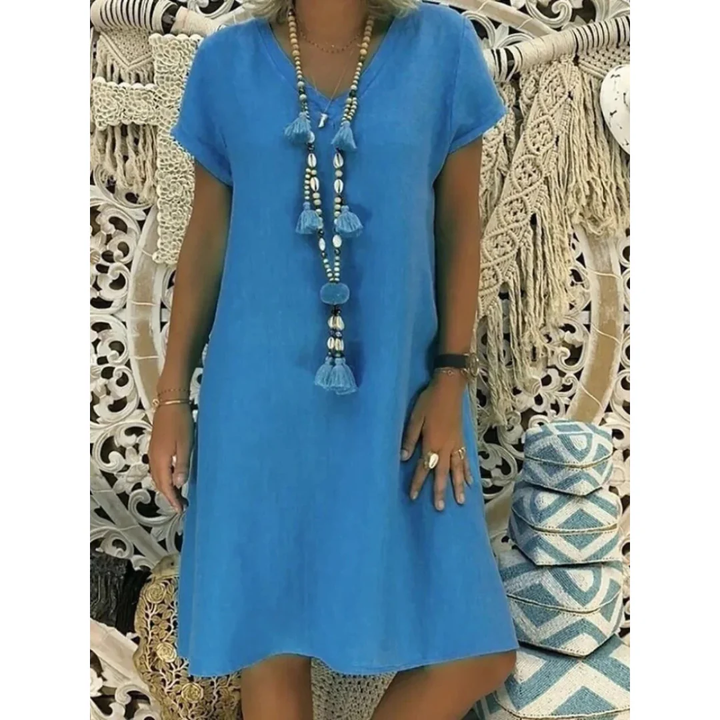 Versatile women's sundress, a comfortable plus size casual summer dress for warm weather.