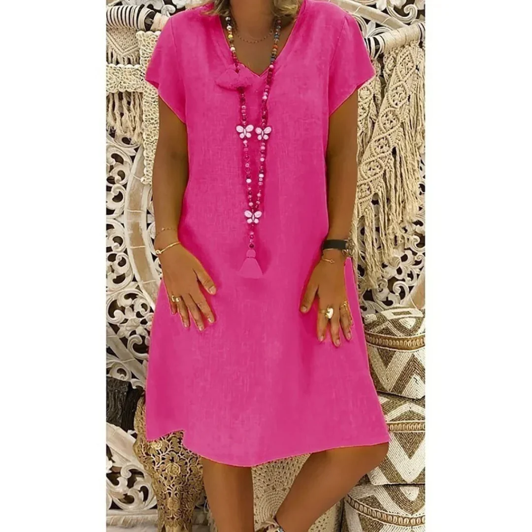 Warm weather versatile sundress, a comfortable plus size casual summer dress for women.