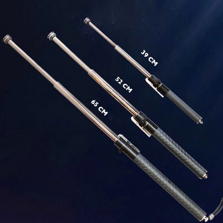 Durable alloy steel hiking stick with anti-slip grip, providing stable support for rugged treks.