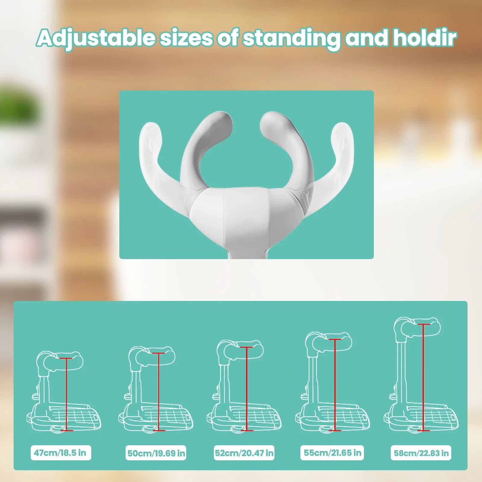 Baby in an adjustable baby bath stand, demonstrating safe and comfortable showering experience.