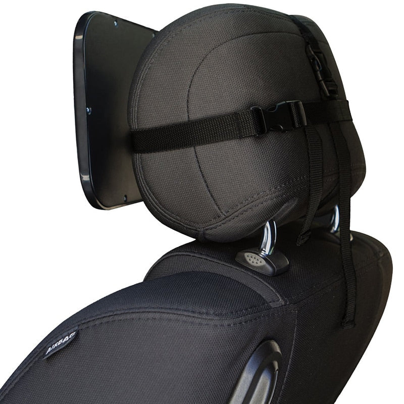Black adjustable back seat mirror for baby monitoring, ideal car accessory for child safety & infant observation.