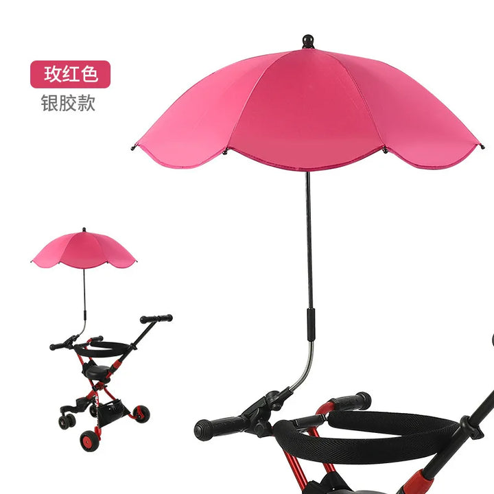Universal adjustable sun umbrella for baby prams, essential for effective UV sun protection