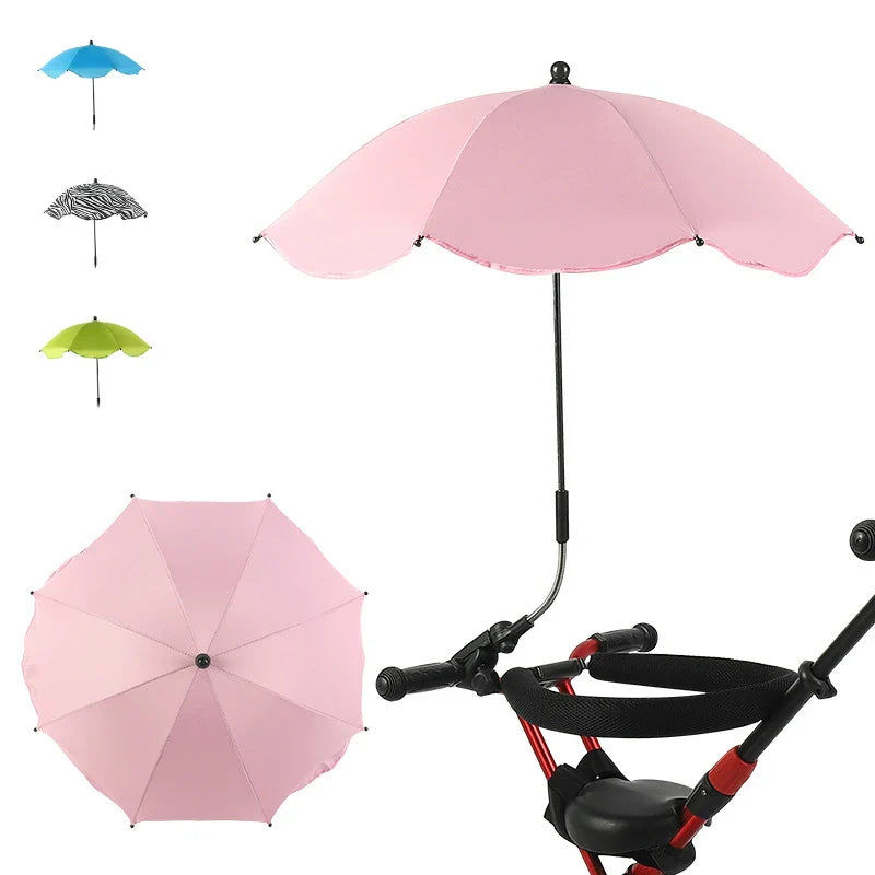 Stroller sunshade umbrella, adjustable for baby's comfort and UV protection during outdoor trips
