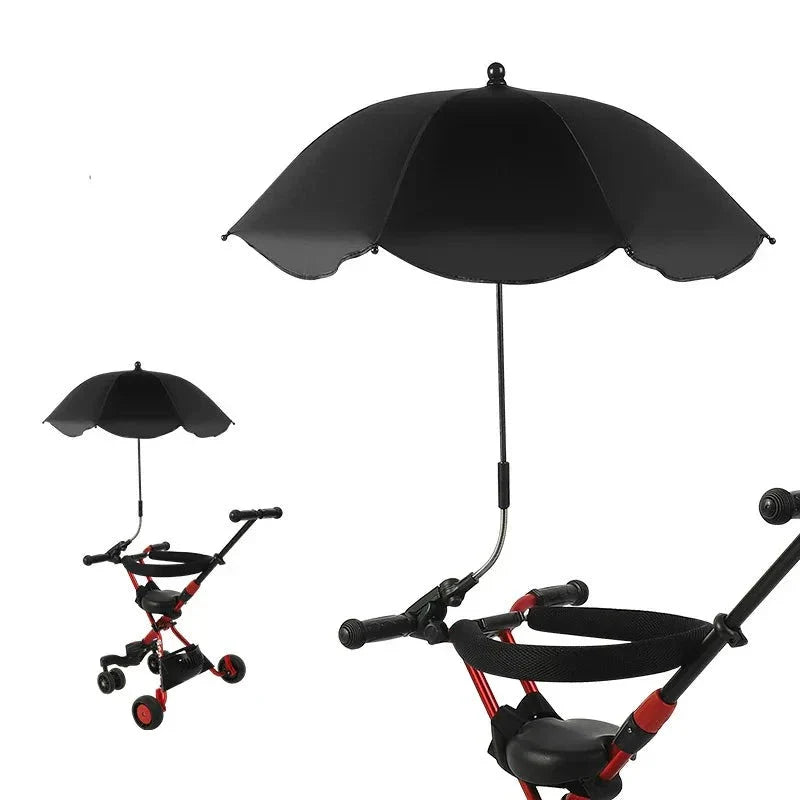Pram sun protection umbrella with adjustable clamp, a must-have baby gear for outdoor adventures