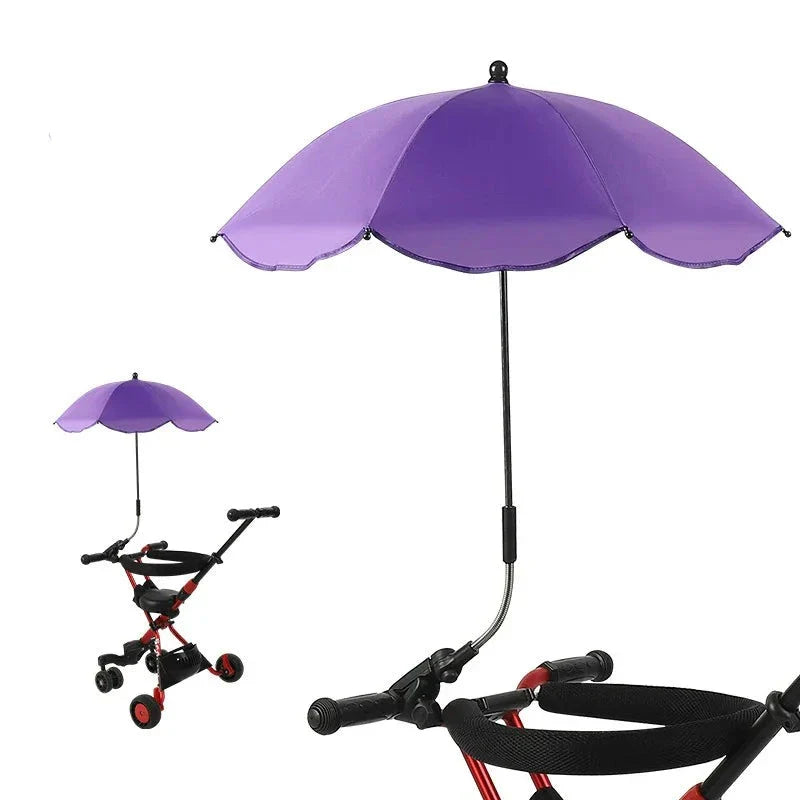 Adjustable baby pram UV umbrella, providing comprehensive sun protection for infants in strollers