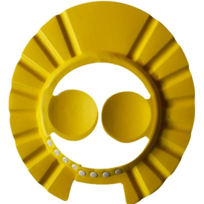 Baby accessories: adjustable shower cap on a white background, highlighting eye & ear safety
