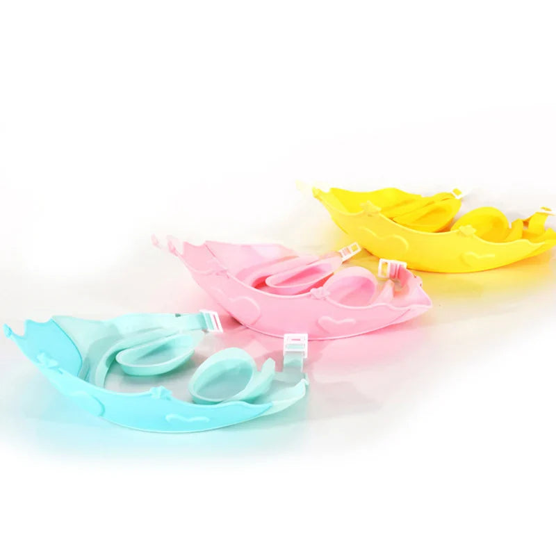 Green baby shower cap for bathing, ear protection, and comfortable fit for all toddler ages.