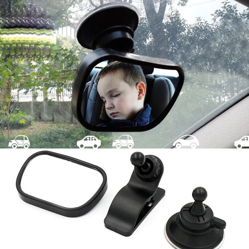 Adjustable car back seat baby mirror for safe infant monitoring, shatterproof acrylic, black frame