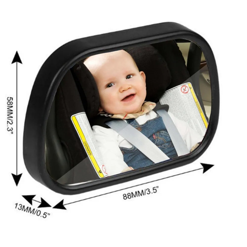 Shatterproof back seat baby mirror, black, for parenting gear and infant safety in cars