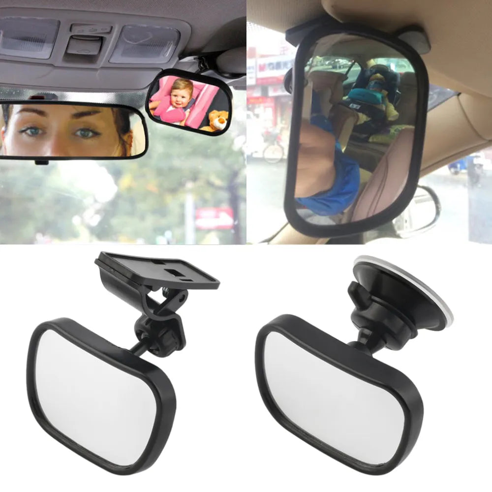 Adjustable car mirror to monitor baby in rear-facing car seat, quick installation (baby safety)