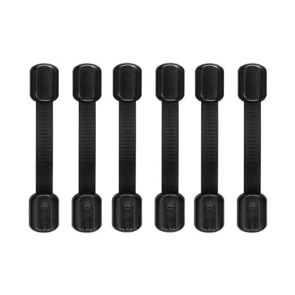 Set of adhesive child safety strap locks, ideal for baby proofing cabinets
