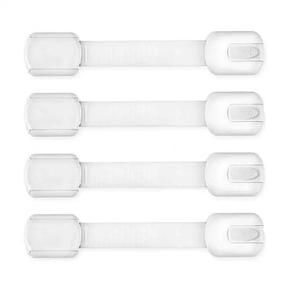 Versatile child cabinet locks, adjustable straps for home and nursery safety