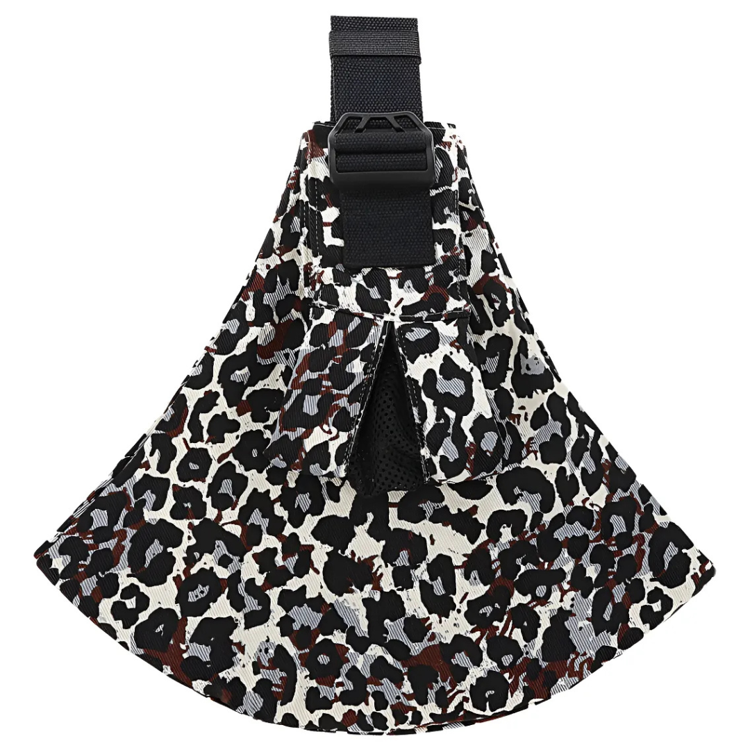 Adjustable straps and waist belt of an ergonomic baby carrier sling for growing children.