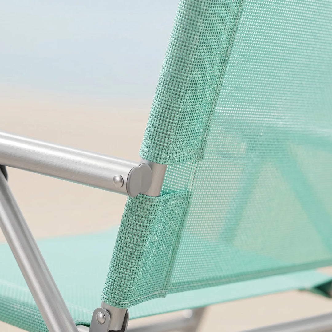Lightweight adjustable outdoor chair, perfect for beach trips, picnics, camping, and patio lounging.