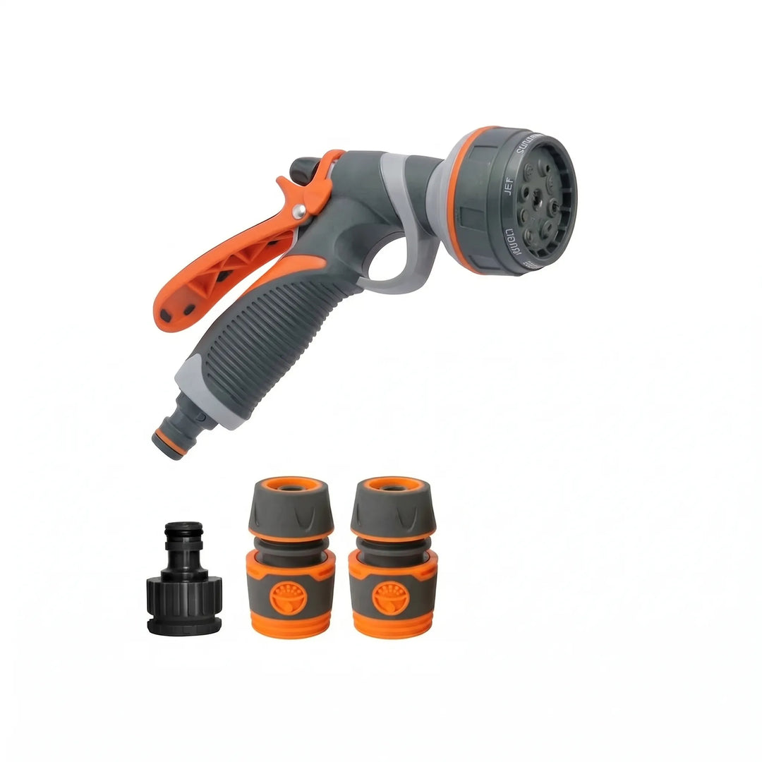 High-pressure garden nozzle with adjustable spray, perfect for irrigating plants or tough outdoor cleaning.