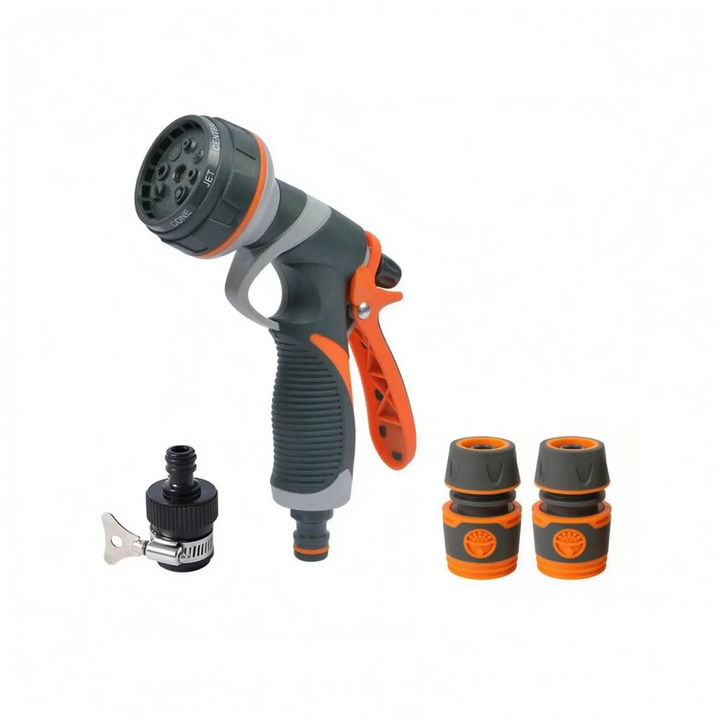 Water-efficient adjustable garden nozzle for precise plant watering, car wash, & general outdoor cleaning.