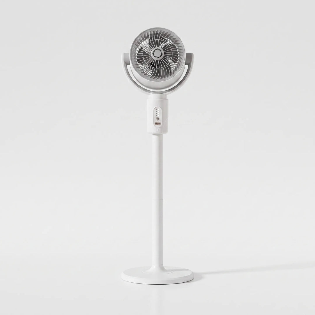 Modern adjustable pedestal fan, perfect for home or office, with remote control & USB power for optimal cooling.
