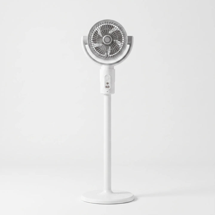 Oscillating pedestal fan with adjustable height, remote control & USB power for efficient home cooling.