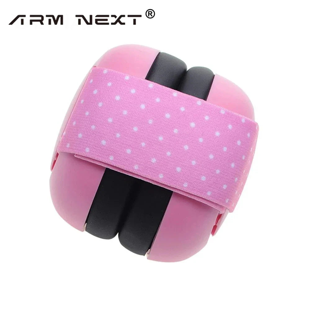 Stack of multiple infant noise cancelling earmuffs, demonstrating bulk availability for baby hearing protection needs.