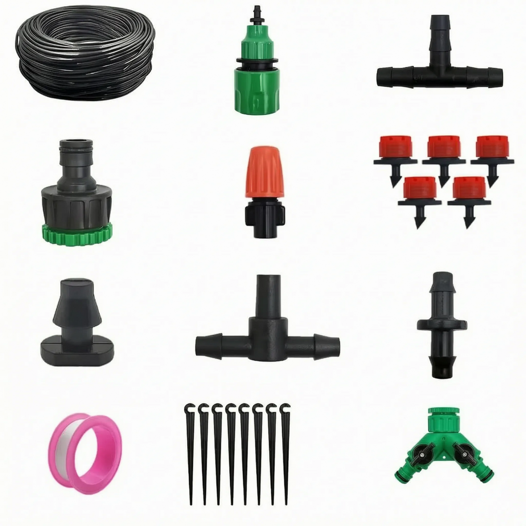 Versatile adjustable drippers for garden watering, ideal for microdrip irrigation and efficient plant care.