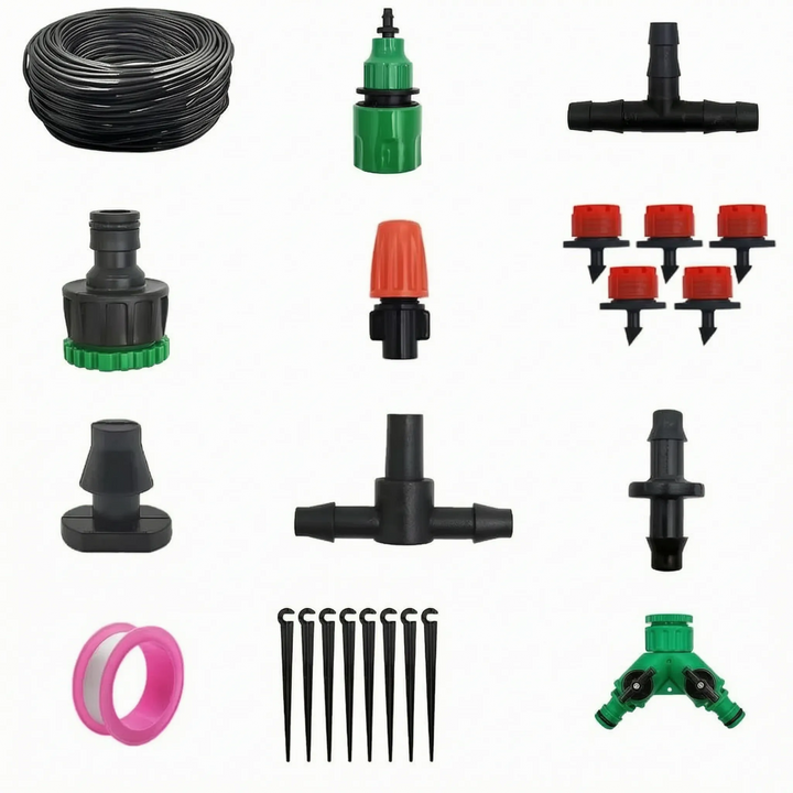 Versatile adjustable drippers for garden watering, ideal for microdrip irrigation and efficient plant care.