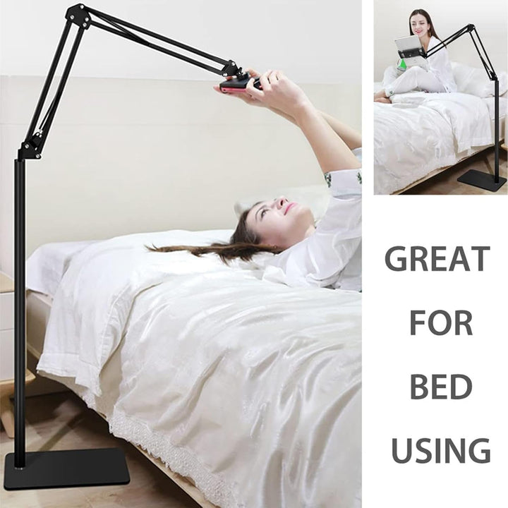 Versatile 360° rotating floor stand for phones & tablets. Adjustable height for optimal hands-free viewing comfort.