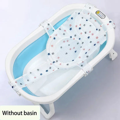 Soft, quick-dry baby bath support net, designed for safe and comfortable newborn bathing.