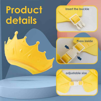 Kid's bathing cap, adjustable and waterproof, ensuring comfort and eye/ear safety.