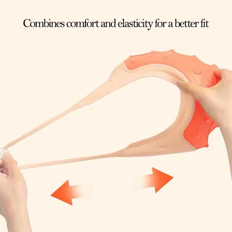 Flexible silicone toddler bathing cap, adjustable for various head sizes, gentle care.