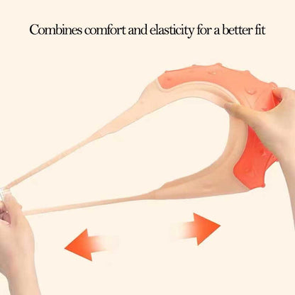 Flexible silicone toddler bathing cap, adjustable for various head sizes, gentle care.