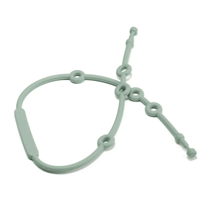 Detailed view of the adjustable mechanism on a silicone pacifier clip, offering perfect fit for any baby