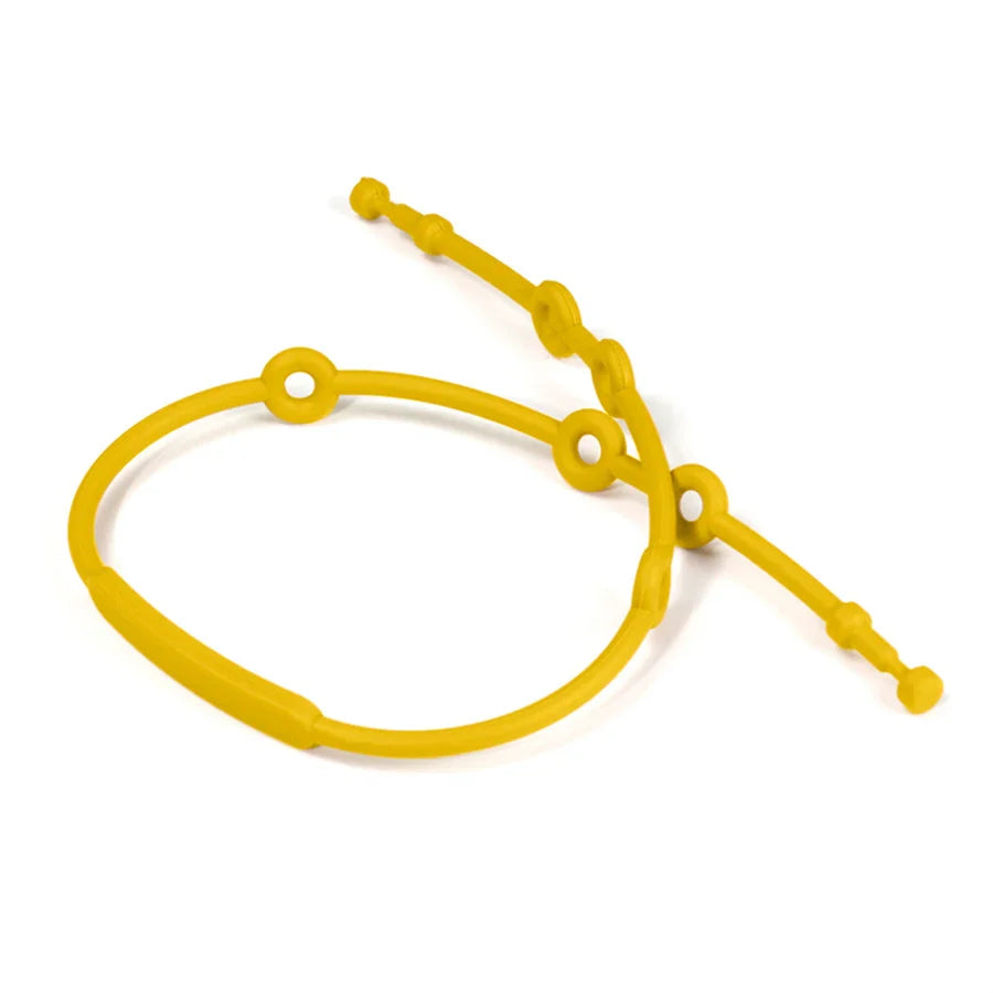 Adjustable silicone pacifier clip featuring a strong plastic clasp, ensuring baby safety and pacifier retention