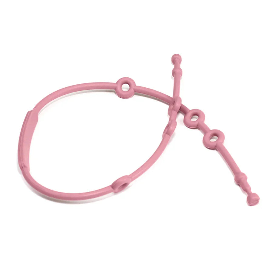 Ergonomic adjustable silicone pacifier clip, designed for easy grip and safe chewing by teething newborns